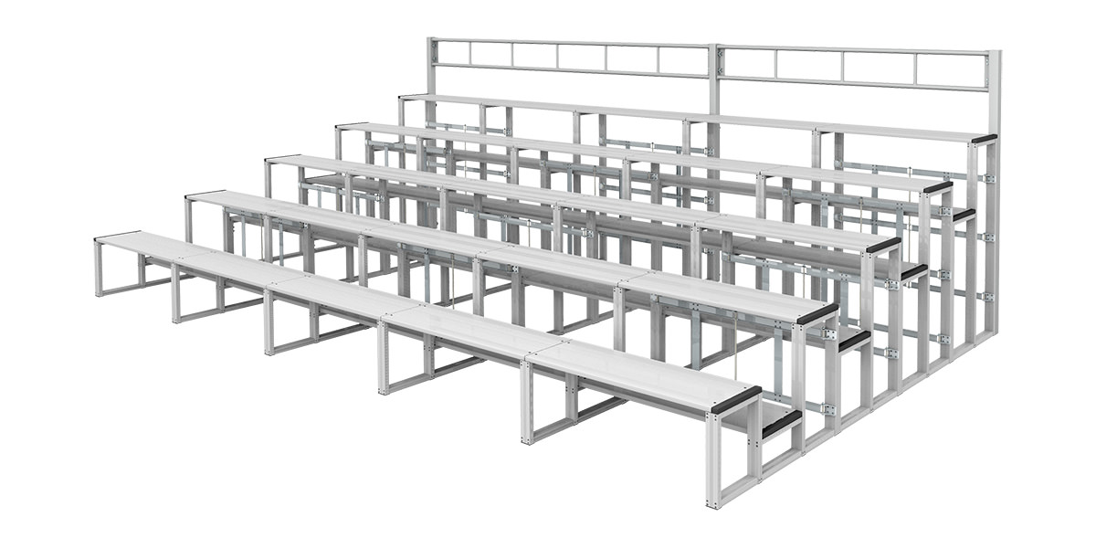 折りたたみ式アルミ製観覧席5段5連セット 手すり付