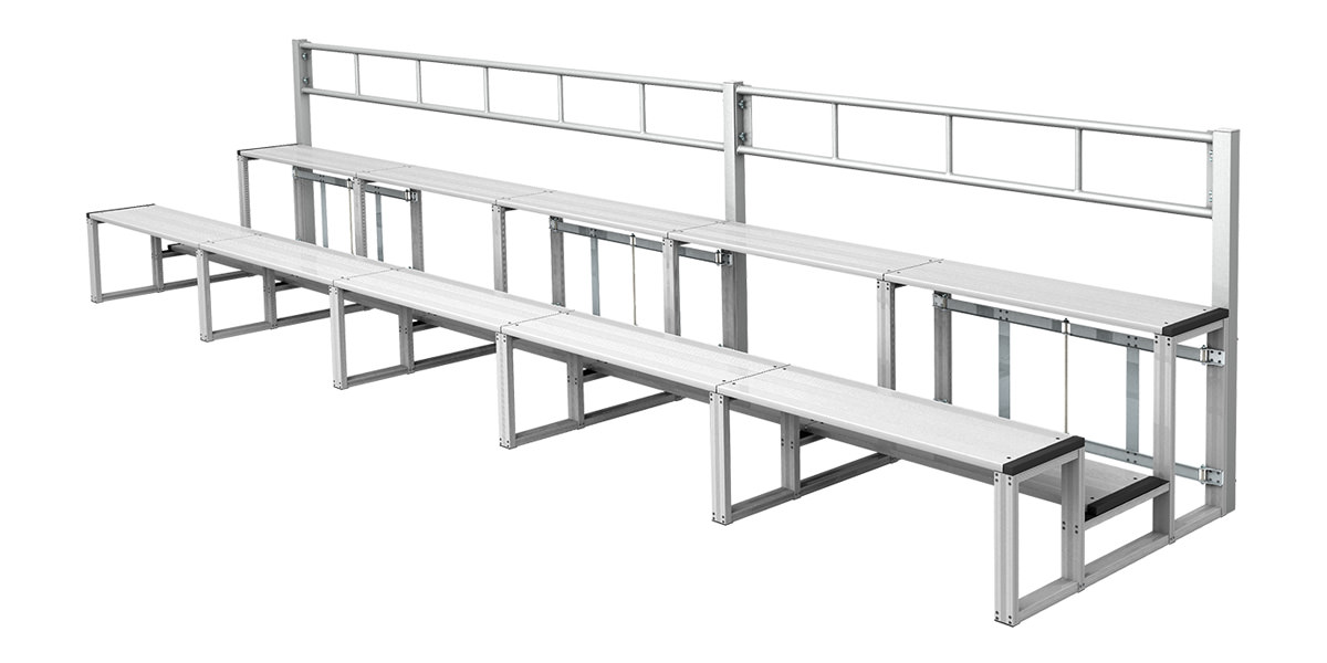 折りたたみ式アルミ製観覧席足場ワイドタイプ2段5連セット手すり付