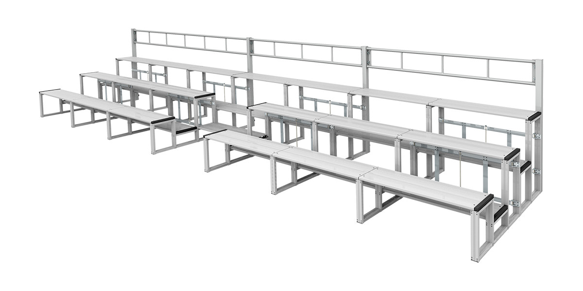 折りたたみ式アルミ製観覧席3段7連ステップセット手すり付