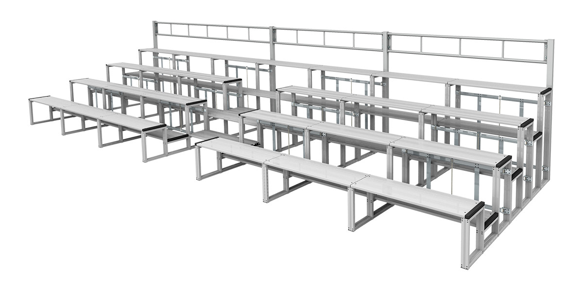 折りたたみ式アルミ製観覧席4段7連ステップセット手すり付
