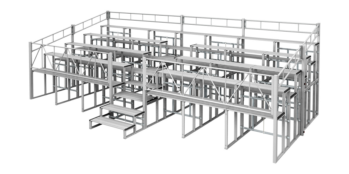 折りたたみ式アルミ製high観覧席ステップセット付　4段7連セット