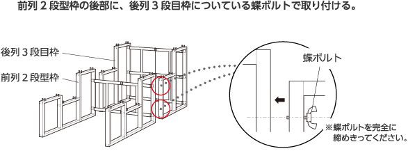STEP2 前列2段型枠に後列3段目枠を取り付ける